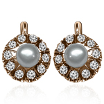 Russian Style Cultured Pearl Earrings 585 Gold