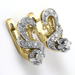 Russian European style diamond earring 14k