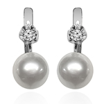 Russian Style Diamond Pearl Earrings 585 14k