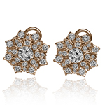 14K Gold Genuine Diamond Russian Style Earrings