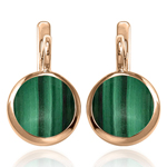 14k Solid Gold Malachite Russian Style Earrings