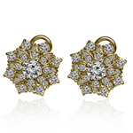14K Gold Genuine Diamond Russian Style Earrings
