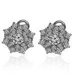 14K Gold Genuine Diamond Russian Style Earrings