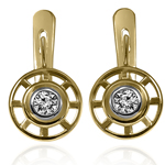 14K Gold Diamond European Style Earrings