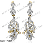 Russian Style Diamond Chandelier Earrings 14k gold