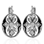 Russian Style Diamond Enamel Earrings 585 14K