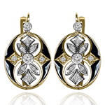 Russian Style Diamond Enamel Earrings 585 14K