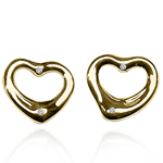 14k Gold Heart Shaped Diamond Earrings