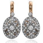 Russian Style Diamond Earrings 14k Gold