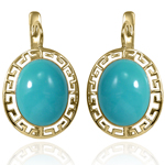 14k Solid Gold Turquoise Earrings