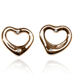 14k Gold Heart Shaped Diamond Earrings F VS1