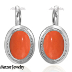14k Solid Gold Coral Russian Style Earrings