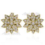 14k Yellow Gold Diamond Flower Earrings