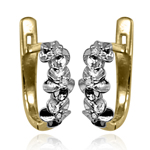 10k Two Tone Gold Flower Diamond Earrings