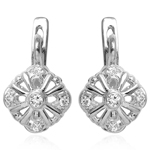 Russian Style Diamonds Earrings in 14k Gold