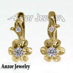14k Gold Diamond Russian Style earrings