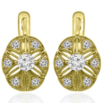 Russian style Genuine Diamond Earrings 18K Gold