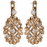 Russian style Diamond Earrings in14k Gold