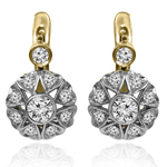 14k Gold Genuine Diamond Russian style Earrings