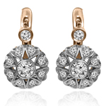 14k Gold Diamond Russian style Earrings