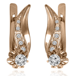 14k Gold Genuine Diamond Russian style Earrings