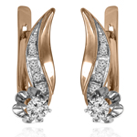 14k Gold Genuine Diamond Russian style Earrings