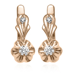 14k Rose Gold Diamond Russian style Earrings