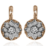 14k Gold Genuine Diamond Russian style Earrings