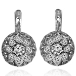 14k Gold Genuine Diamond Russian Style Earrings