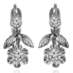 14k Gold Genuine Diamond Russian Style Earrings