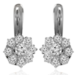 14k White Gold Diamond Russian style Earrings