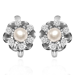 14k Gold Genuine Diamond Pearl Earring