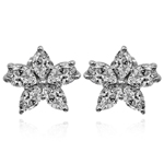14K Gold Lab Grown Diamond Flower Earrings