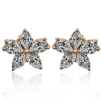 14K Gold Lab Grown Diamond Flower Earrings