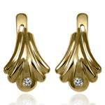 14K Solid Yellow Gold Genuine Diamond Earrings