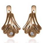 14K Gold Genuine Diamond Russian Style earrings