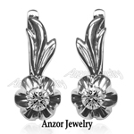 14k Gold Russian Style Lab Grown Diamond Earrings