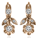 14k Gold Genuine Diamond Russian Style Earrings