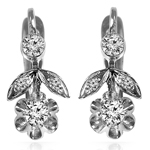14k Gold Genuine Diamond Russian Style Earrings