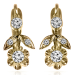 14k Gold Genuine Diamond Russian Style Earrings