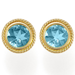 14k Gold Fancy Blue Topaz Stud Earrings
