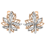 Silver over 14k Gold Plated Maple Leaf Earrings