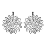 14K solid White Gold Flower Earrings
