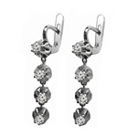 Russian Vintage Style Diamond dangle earrings 14K