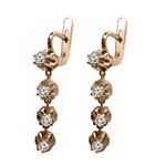 Russian Vintage Style Diamond dangle earrings 14K
