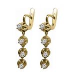 Russian Vintage Style Diamond dangle earrings 14K