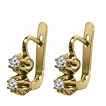 14k Gold Genuine Diamond Russian style Earrings
