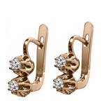 Russian style Diamond Earrings 14K Solid Gold