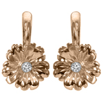 Russian style Flower Diamond Earrings 10k Gold