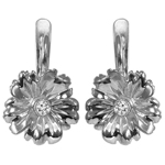 Russian style Flower Diamond Earrings 10k Gold